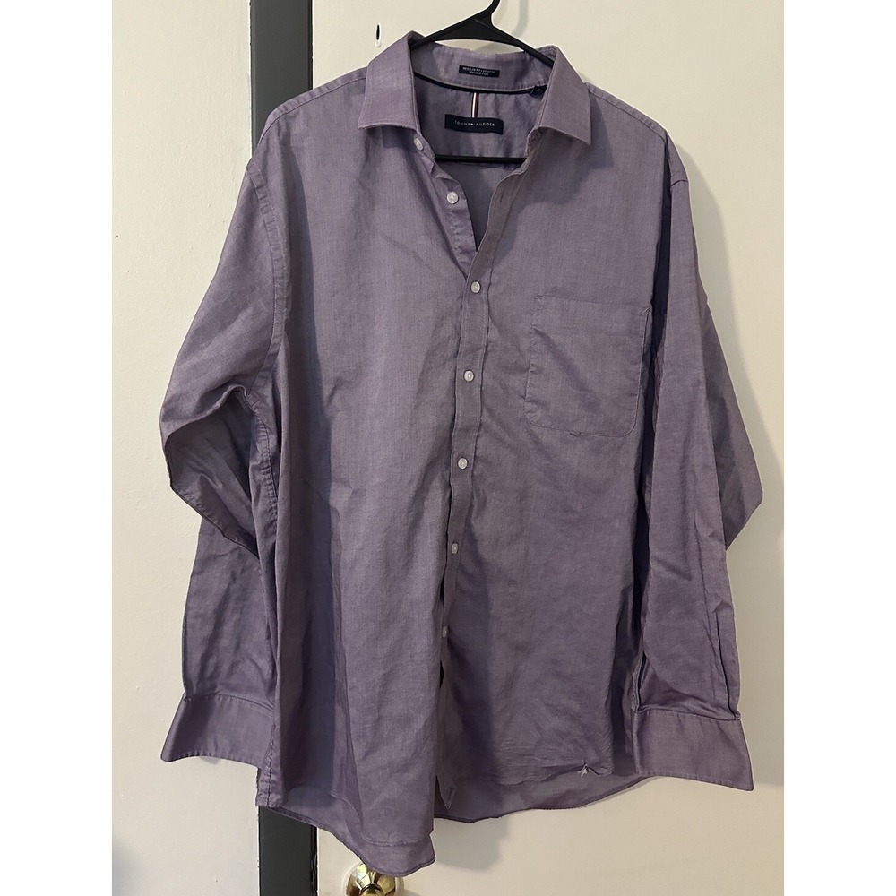 Tommy Hilfiger Regular Fit Stretch Mens Sz XL (17-17 1/2, 34/35) Button Down‎